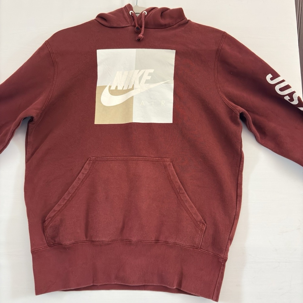 Nike Mens‎ Pullover Hoodie Burgundy Air Swoosh Logo Activewear Small
